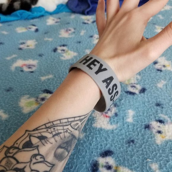Hot Topic Jewelry - "Hey Ass-Butt!" Grey Bracelet from Hot Topic